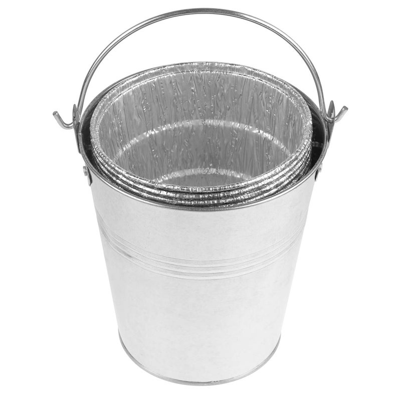 Firsgrill Drip Grease Bucket Can & 12-Pack Liners for Traeger 20/22/34, Pit Boss, etc Pellet Smoker Grill (Silver 12) - Image 2